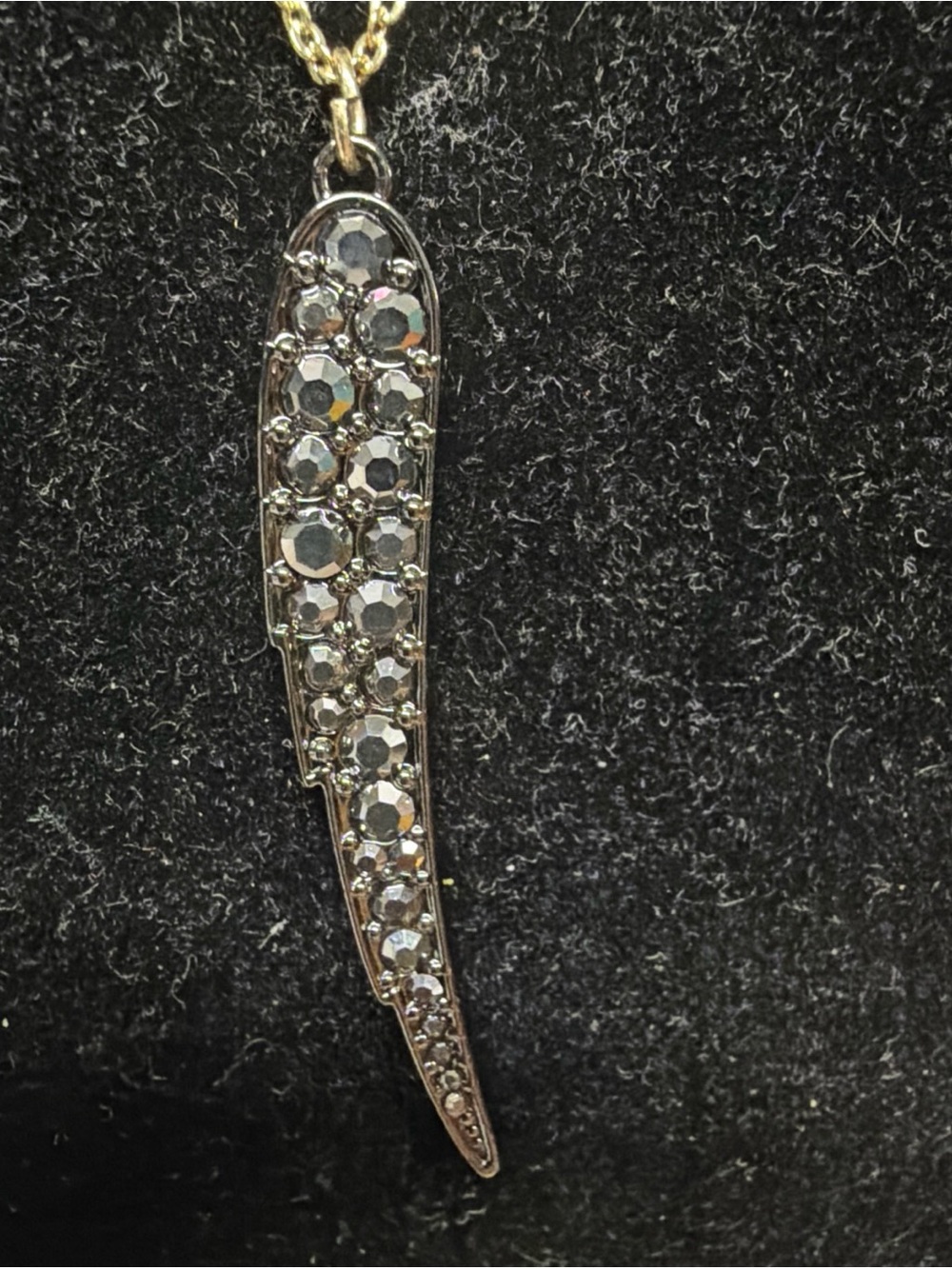 Victoria Secret Sparkling Hematite Crystal Wing Pendant Necklace - Women Jewelry